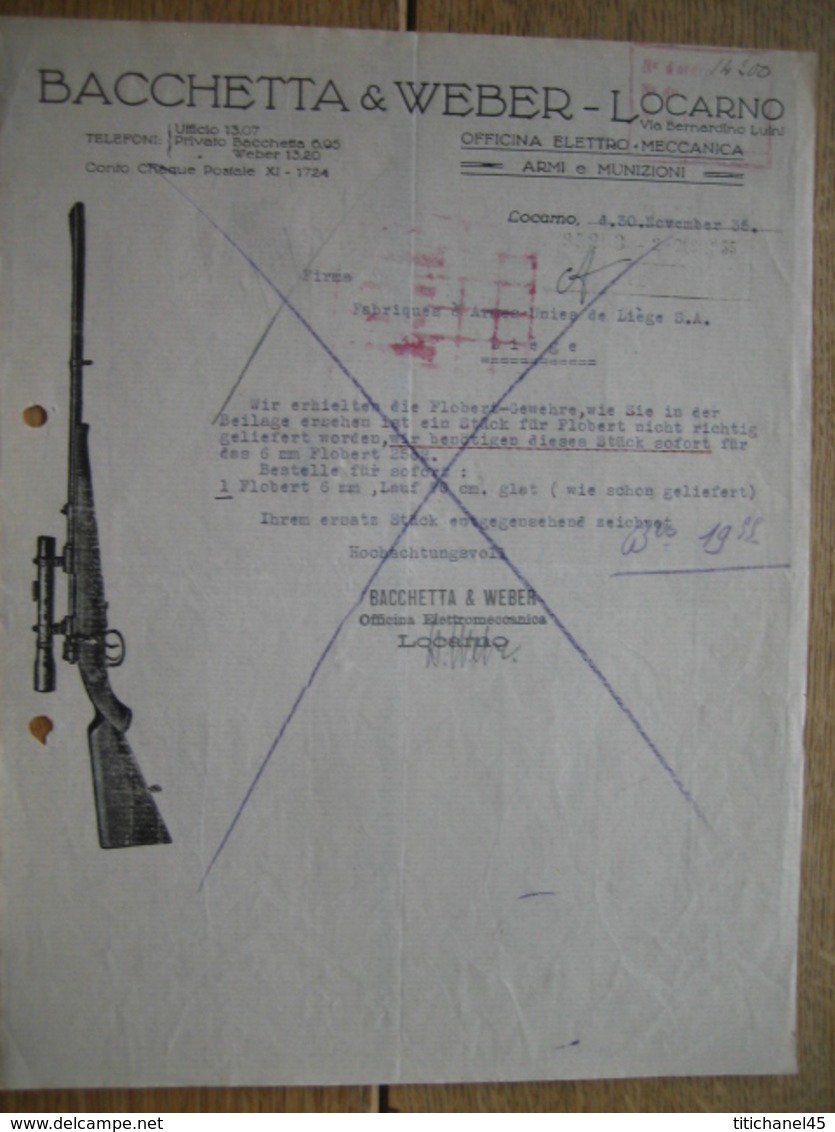 LOCARNO 1935 - BACCHETTA & WEBER - Armi E Munizioni - Switzerland