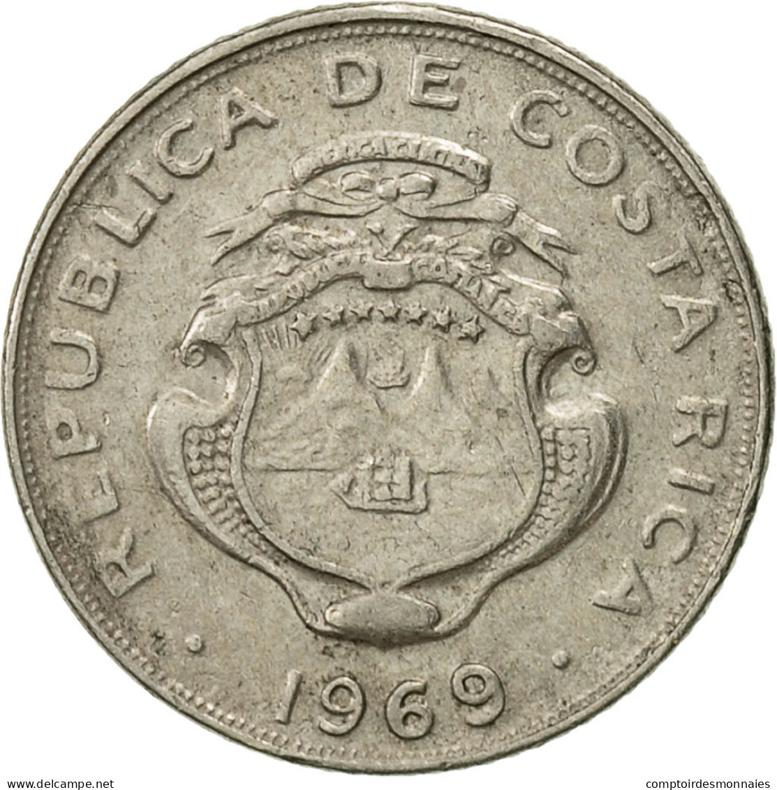 Monnaie, Costa Rica, 5 Centimos, 1969, TTB+, Copper-nickel, KM:184.2 - Costa Rica