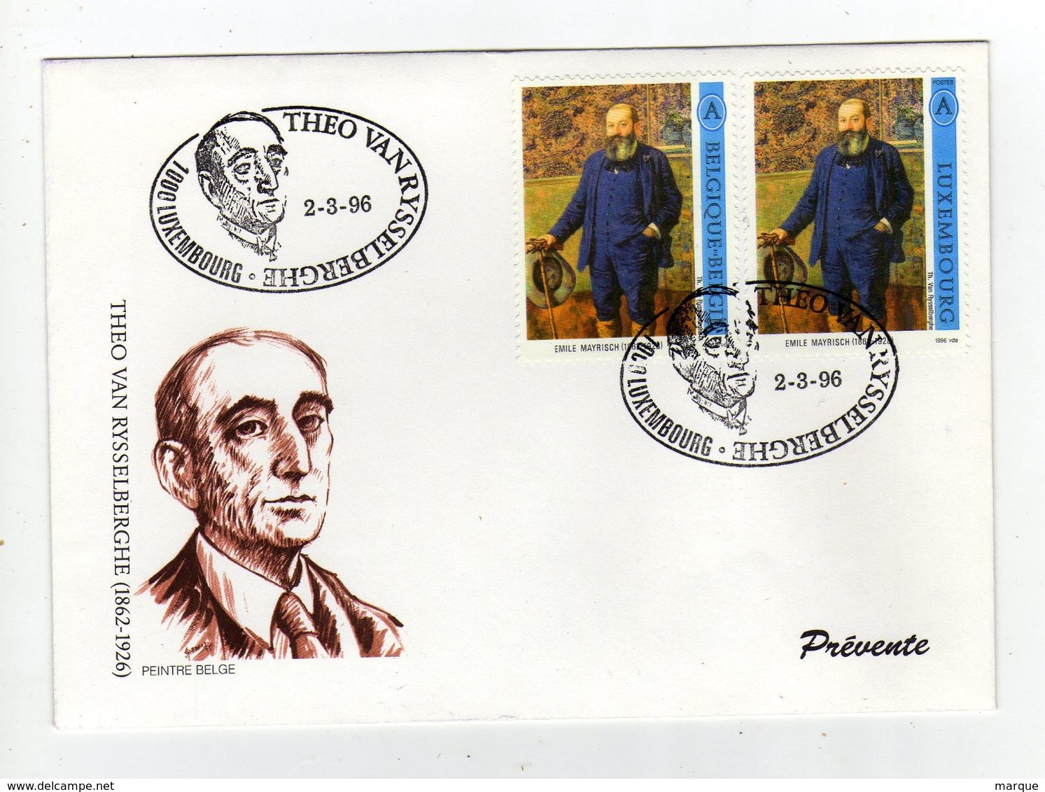 Enveloppe 1er Jour LUXEMBOURG Oblitération 1000 LUXEMBOURG 02/03/1996 - FDC