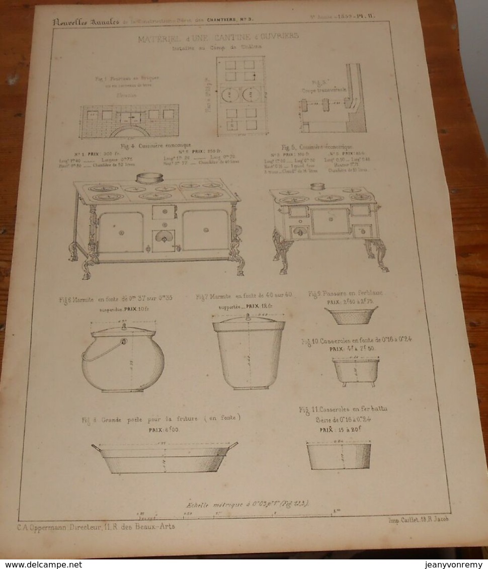 Plan Du Matériel D'une Cantine D'ouvriers Installée Au Camp De Chalons. 1859 - Travaux Publics