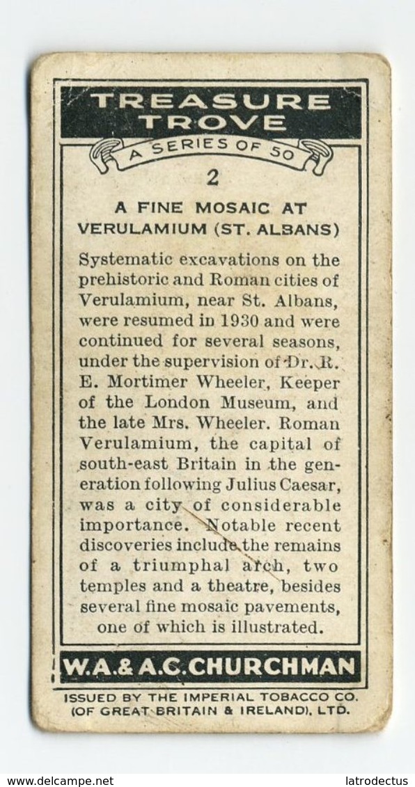 Churchman - 1937 - Treasure Trove - 2 - A Fine Mosaic At Verulamium (St. Albans) - Churchman