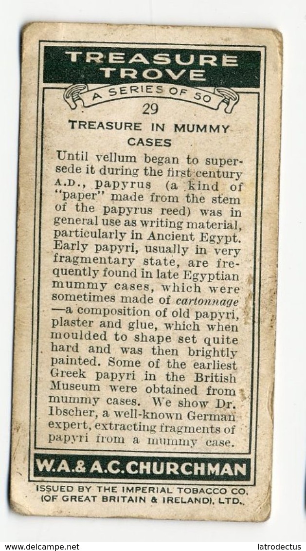Churchman - 1937 - Treasure Trove - 29 - Treasure In Mummy Cases - Churchman