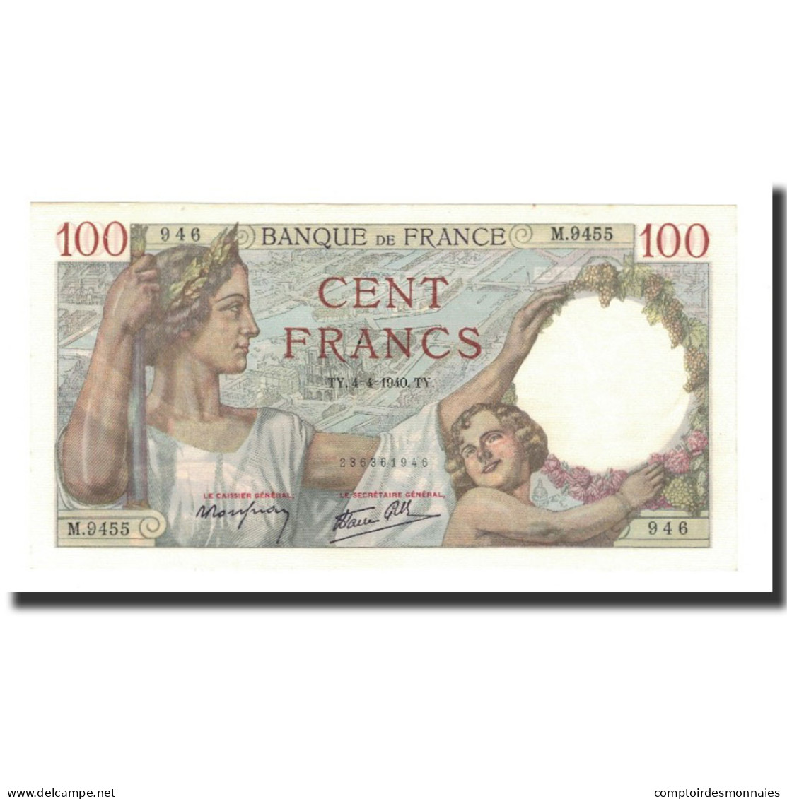 France, 100 Francs, 1940-04-04, SPL, Fayette:26.26, KM:94 - 100 F 1939-1942 ''Sully''