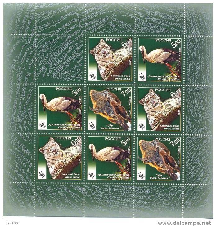 2007. Russia, WWF, Bird & Animals, Sheetlet, Mint/** - Blocs & Feuillets