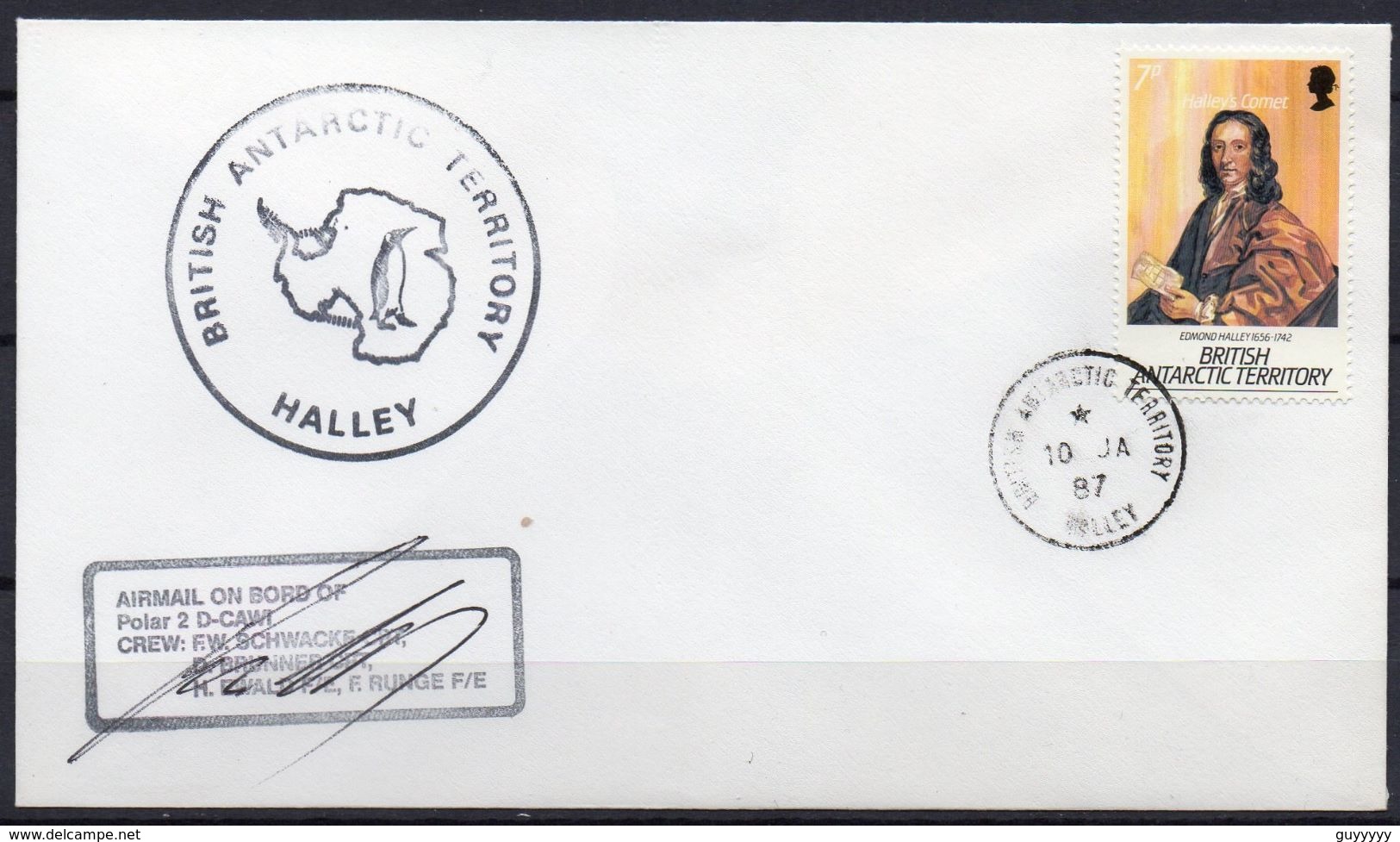 British Antarctic Territory - 1987 - Yvert N° 152 - Edmond Haley - Covers & Documents