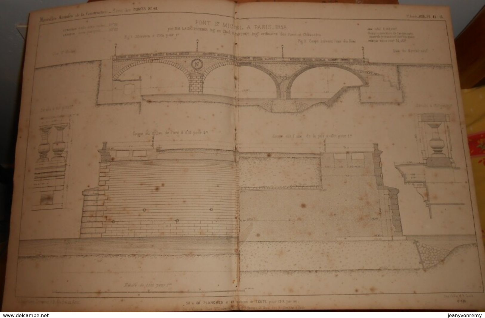 Plan Du Pont Saint-Michel à Paris En 1858. 1859 - Travaux Publics