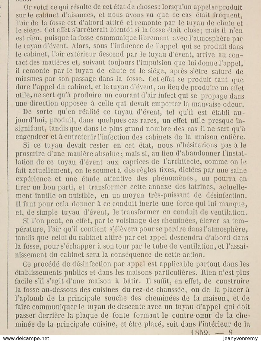 Plan de l'assainissement des latrines et lieux d'aisances. 1859