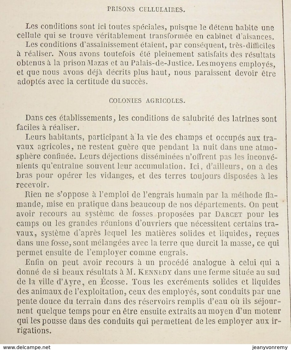 Plan de l'assainissement des latrines et lieux d'aisances. 1859