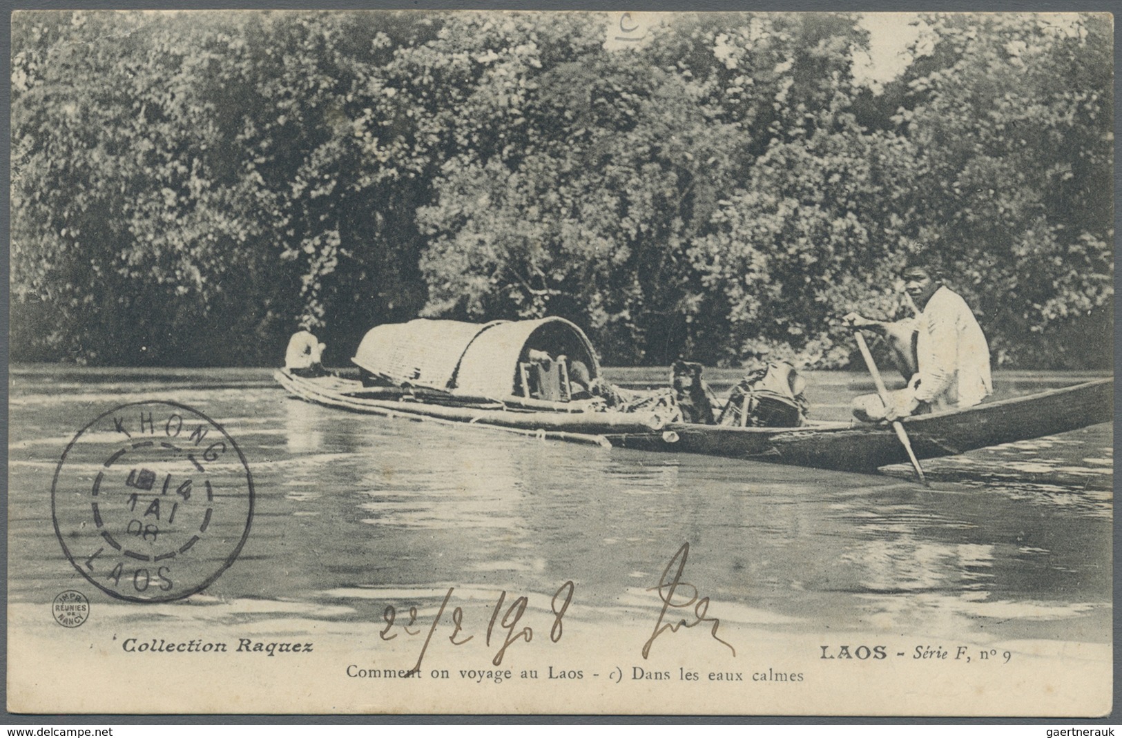 Br Französisch-Indochina: 1908. Picture Post Card 'French Explorer On The Mekong' Addressed To France C - Brieven En Documenten