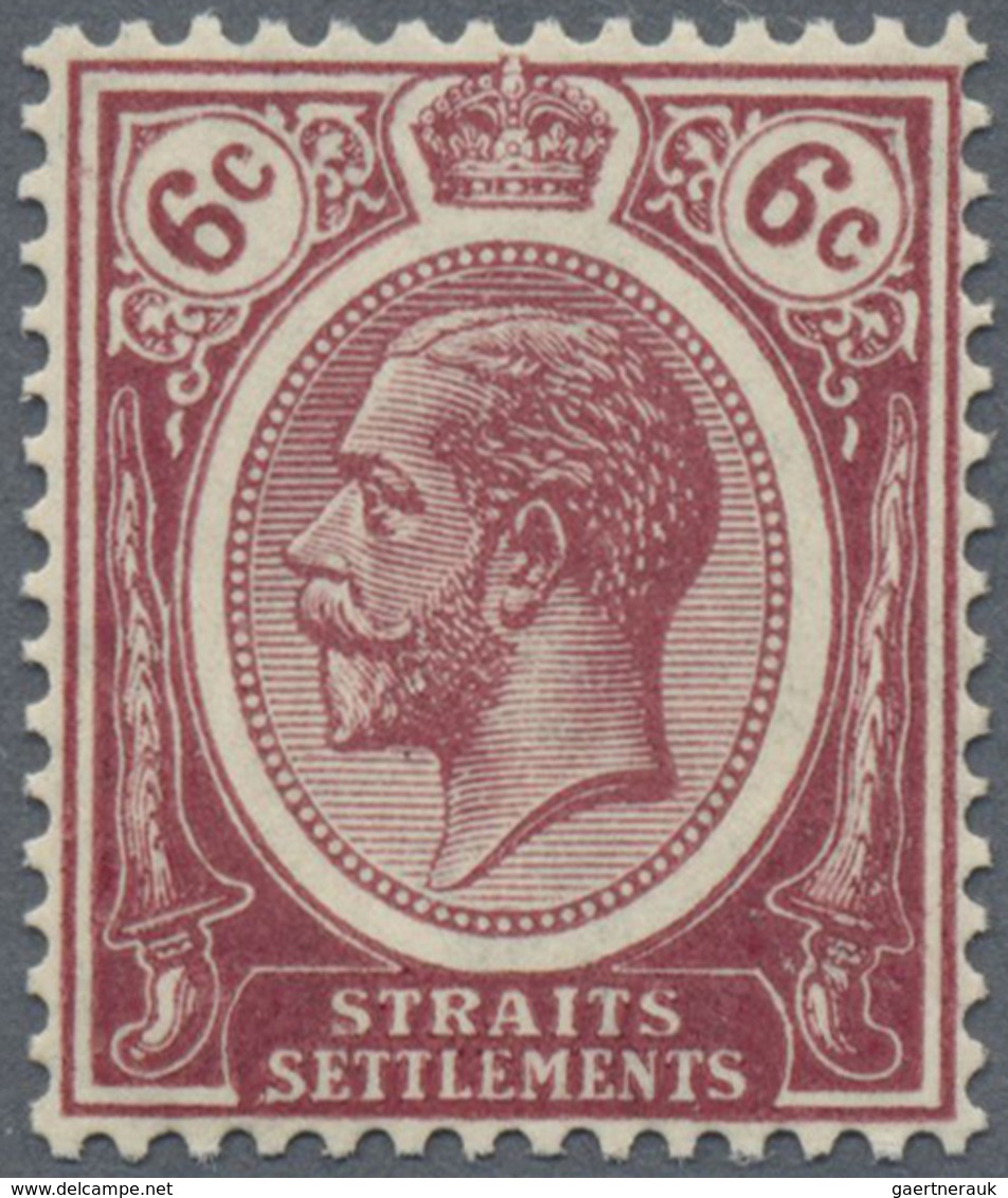 * Malaiische Staaten - Straits Settlements: 1920, KGV 6c. Dull Claret With INVERTED Wmk. Mult. Crown C - Straits Settlements