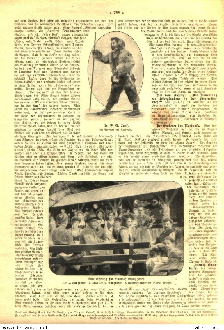 Die Tiroler Jahrhundertfeier,Der Eroberer Des Nordpols,  Ludwig Ganghofer / Artikel, Entnommen Aus Zeitschrift / 1920 - Pacchi