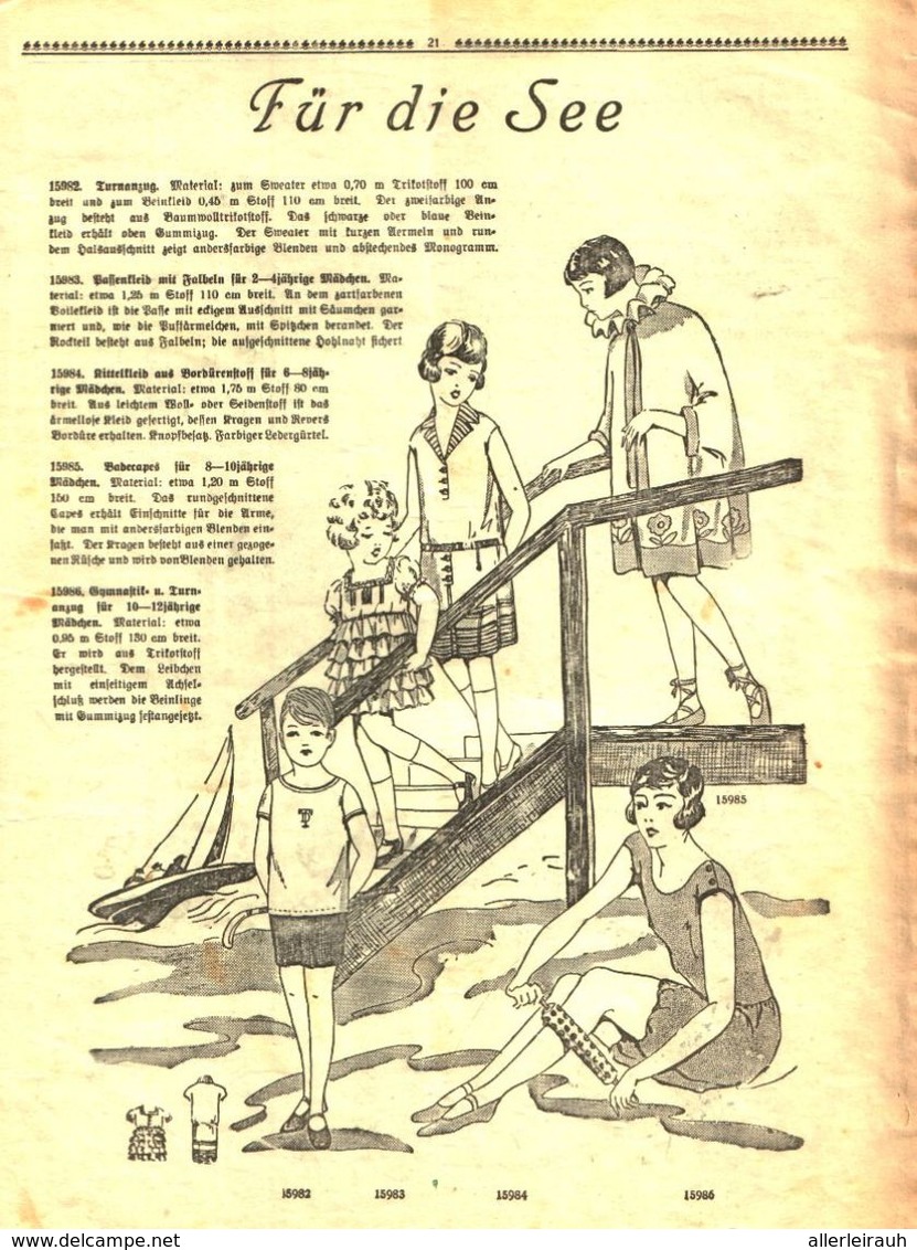 Fuer Die See (Mode)  / Artikel, Entnommen Aus Zeitschrift / 1928 - Bücherpakete