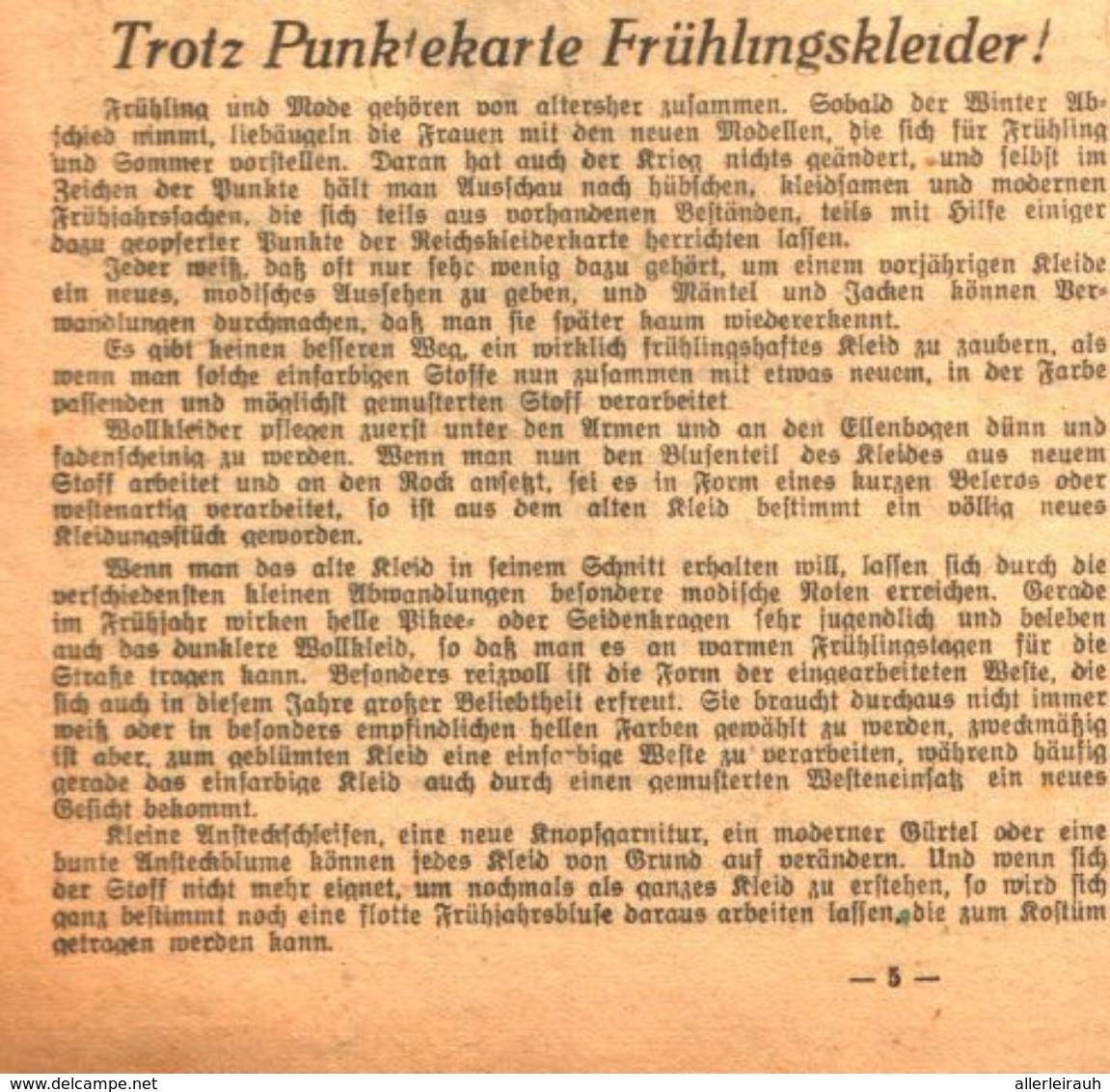 Trotz Punktekarte Fruehlingskleider   / Artikel, Entnommen Aus Zeitschrift / 1940 - Packages