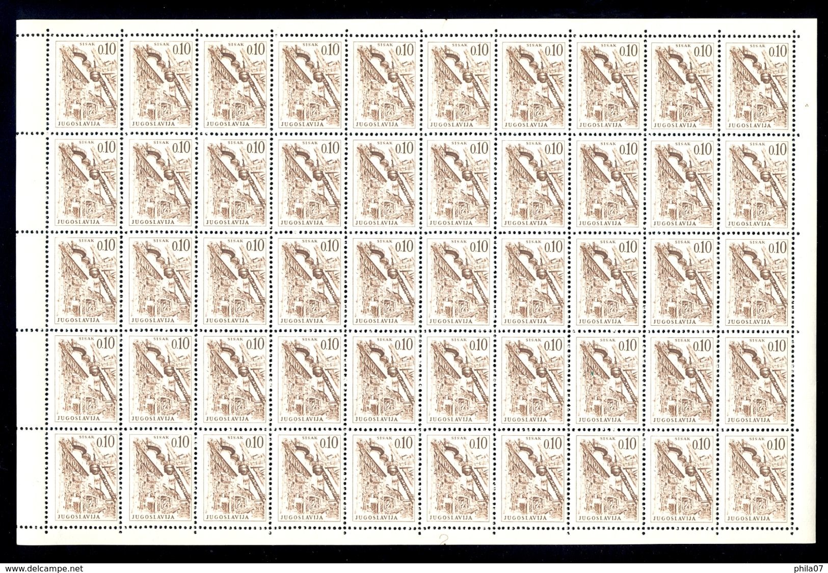 Yugoslavia - Mi.No. 1164/1172, Complete Series In Sheet, Stamp Mi.No. 1170 Left Vertical Edge In Brown Color / 10 Scans - Blocks & Kleinbögen