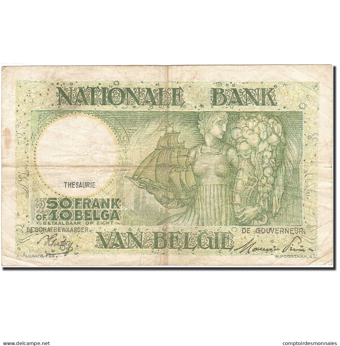 Billet, Belgique, 50 Francs-10 Belgas, 1933-1935, 1944-11-18, KM:106, TB+ - 50 Francs-10 Belgas