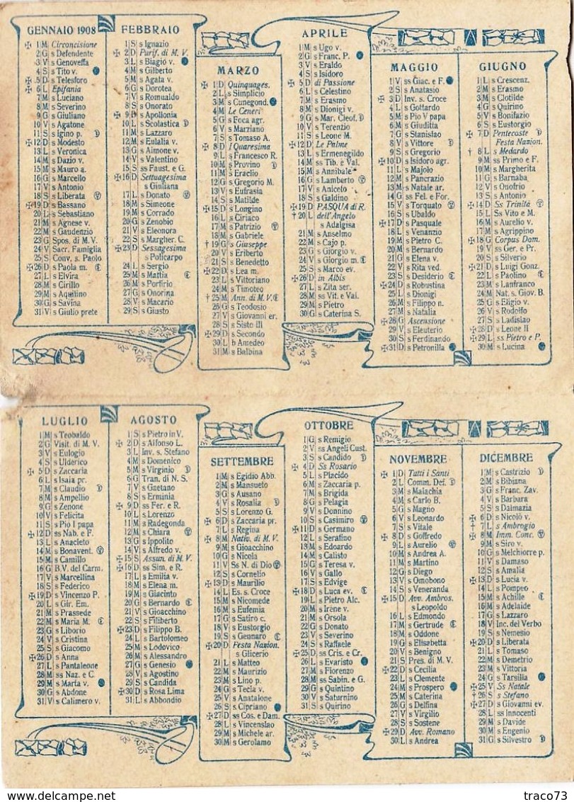 PALERMO 1908 - Calendario Pubblicitario /  Farmacia Luigi PETRALIA  Via Macqueda Rimpetto Il Teatro Massimo - Kleinformat : 1901-20