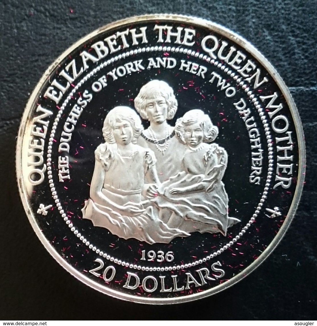 COOK ISLANDS 20 DOLLARS 1994 SILVER PROOF "Queen Mother And Daughters" (free Shipping Via Registered Air Mail) - Cook Islands