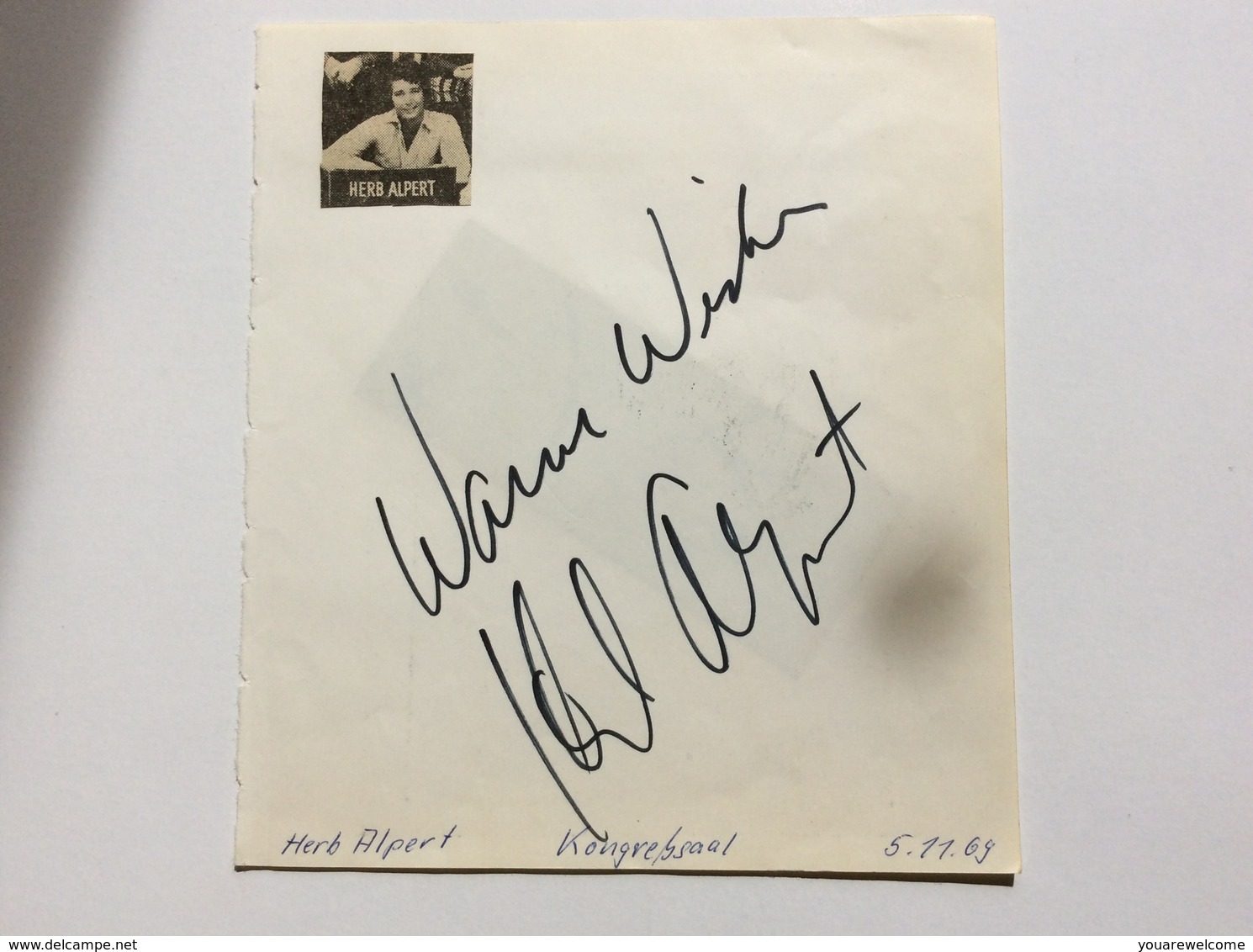 HERB ALBERT & THE TIHUANA BRASS Band Autograph München Concert Nov 1969 (music Memorabilia Autographe Musique - Autogramme