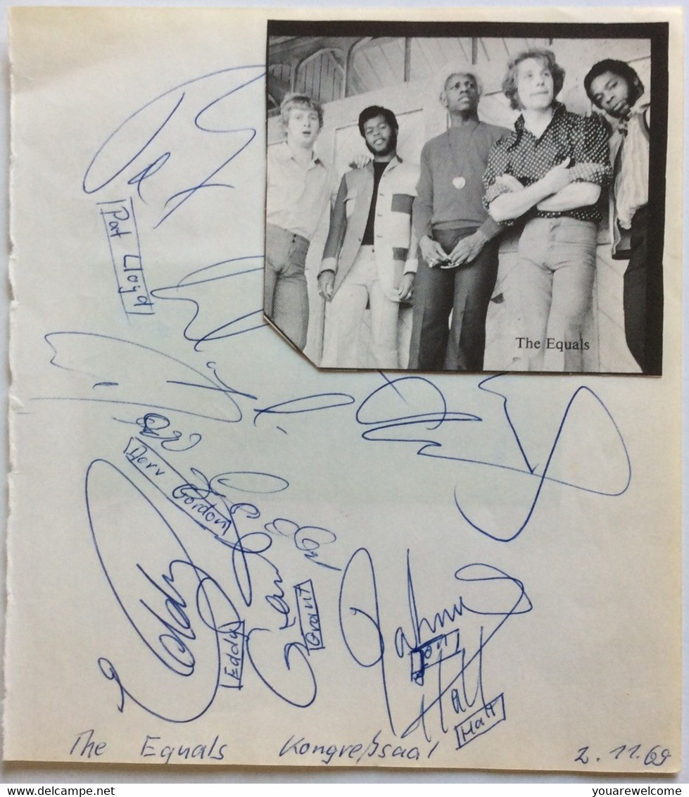 THE EQUALS" English Pop Band Autograph Concert München 1969 (music Memorabilia Autographe Musique - Autógrafos