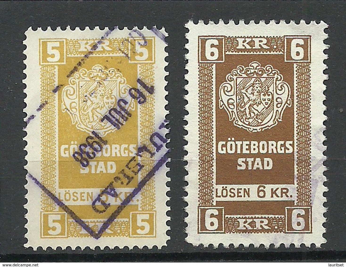 SCHWEDEN Sweden GÖTEBORG Local Old Revenue Tax Stamps O - Emissions Locales