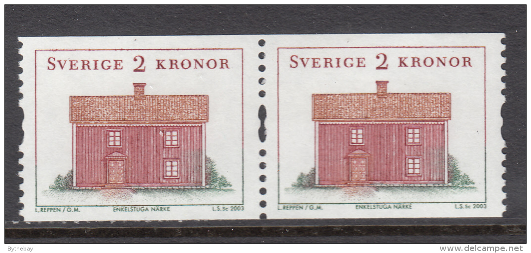 Sweden 2003 MNH Scott #2457 Coil Pair 2k Narke Regional Houses - Neufs