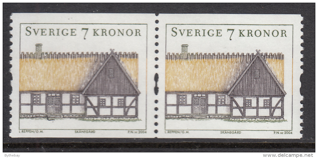 Sweden 2004 MNH Scott #2496 Coil Pair 7k Scanian Farm House - Unused Stamps