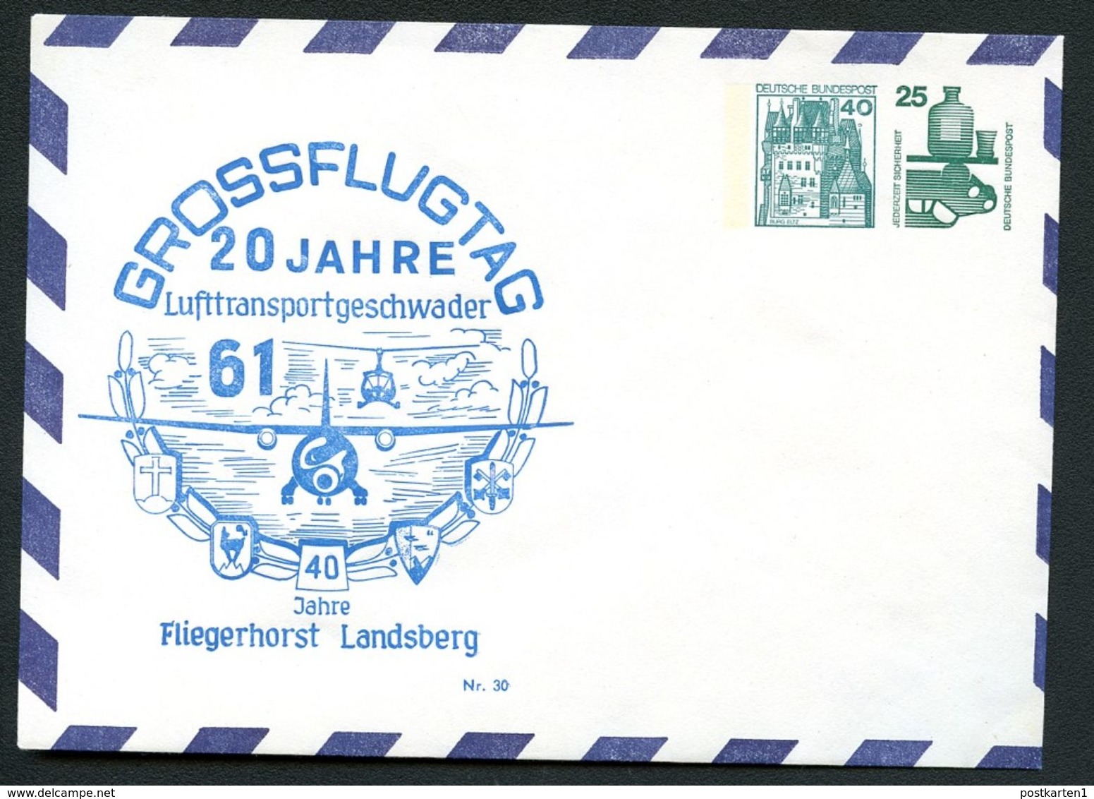 Bund PU81 Privat-Umschlag LUFTTRANSPORT-GESCHWADER Landsberg 1976  NGK 15,00 € - Private Covers - Mint