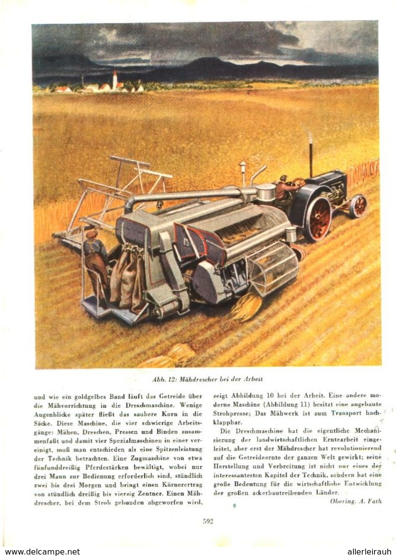 Von Der Dreschmaschine Zum Mähdrescher / Artikel,entnommen Aus Zeitschrift /1950 - Colis