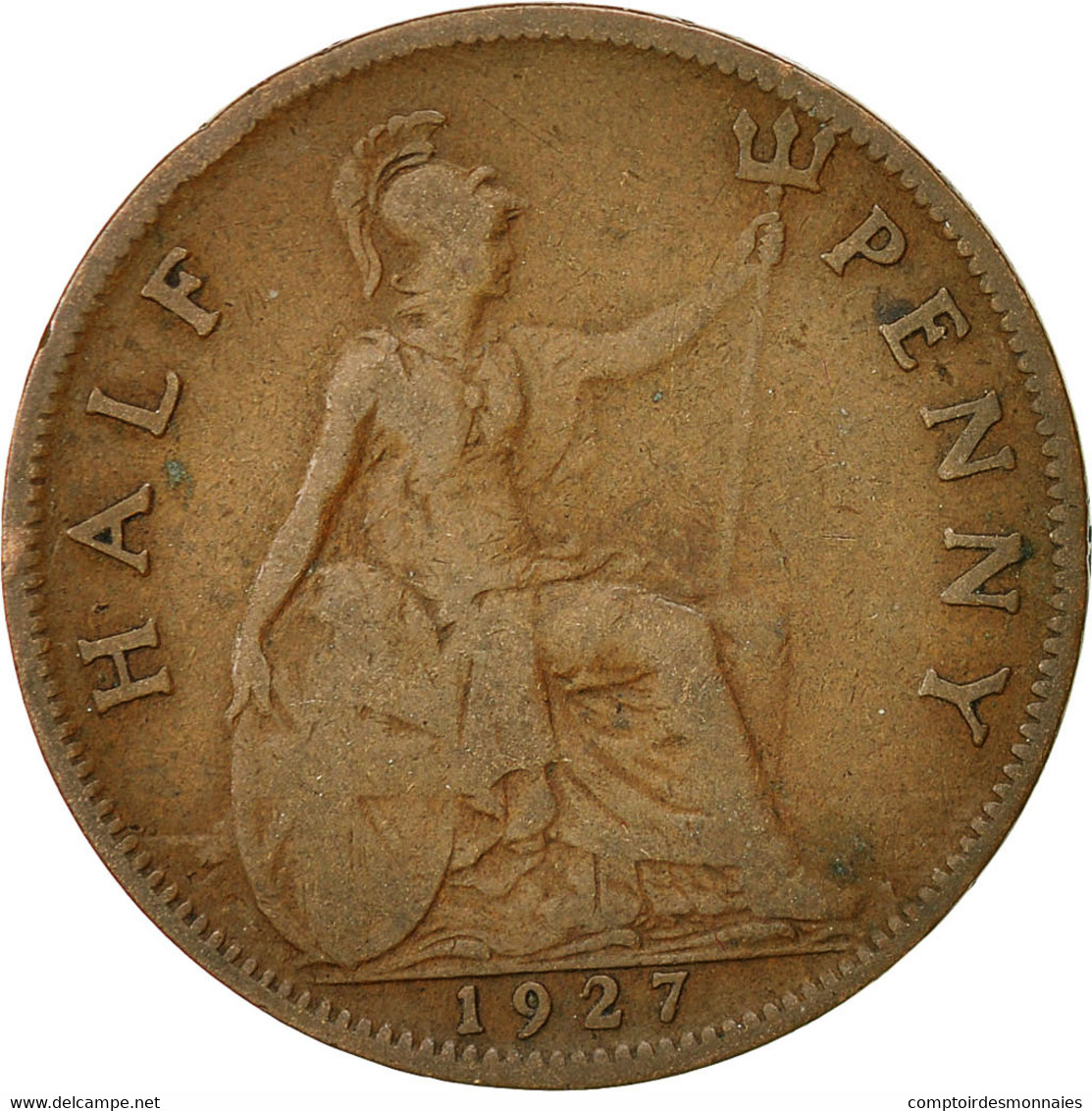 Monnaie, Grande-Bretagne, George V, 1/2 Penny, 1927, TB+, Bronze, KM:824 - C. 1/2 Penny