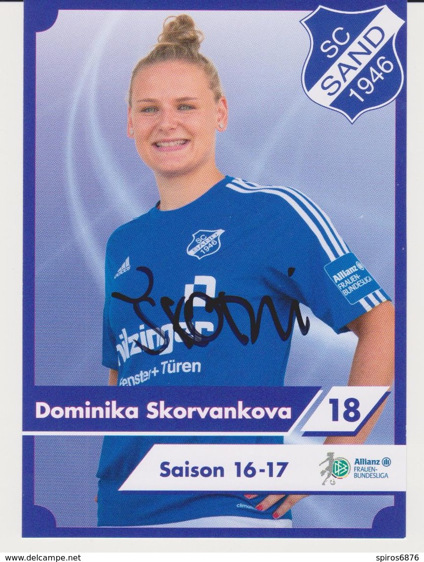 Original Women Football Autograph Card DOMINIKA SKORVANKOVA Frauen Bundesliga 2016 / 17 SC SAND - Autogramme