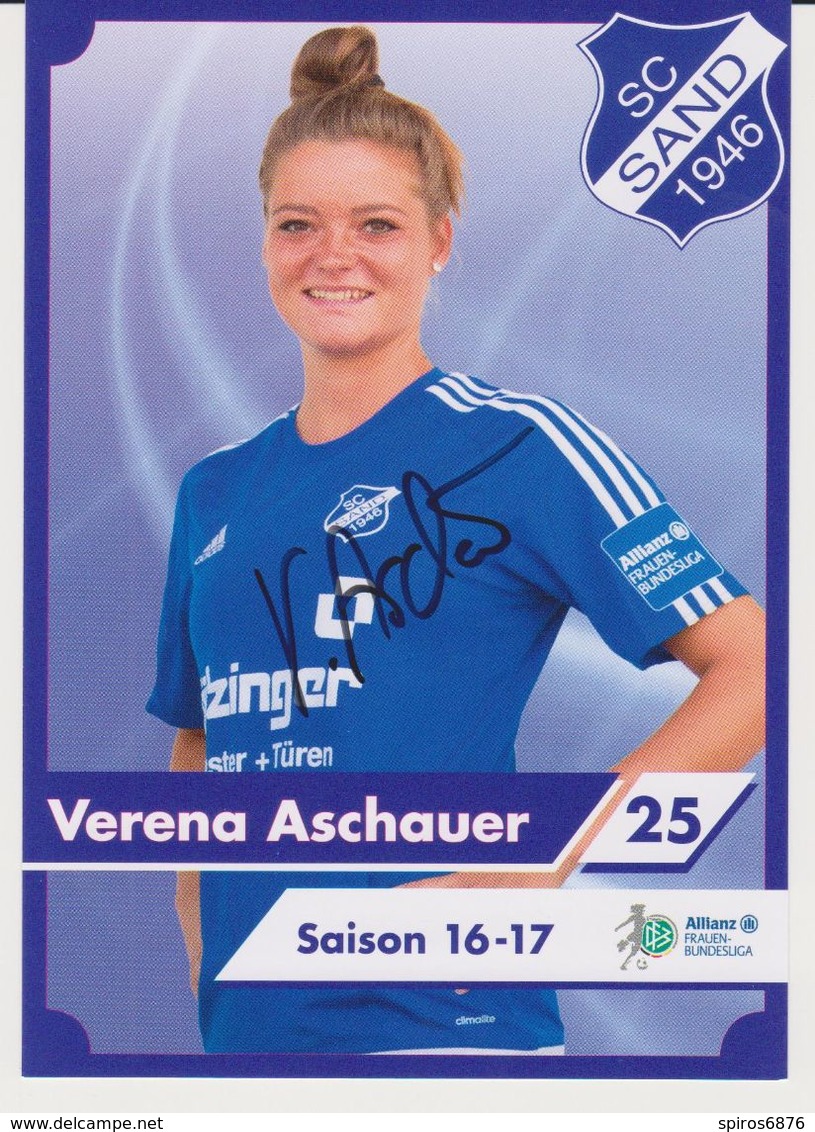 Original Women Football Autograph Card VERENA ASCHAUER Frauen Bundesliga 2016 / 17 SC SAND - Autogramme