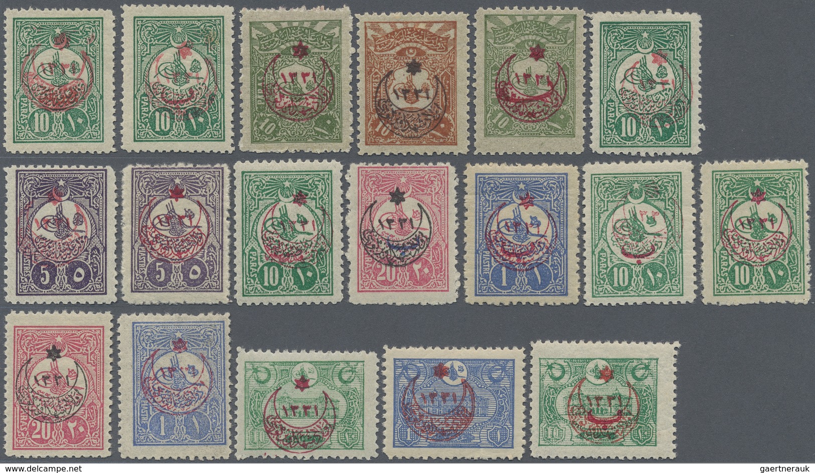 * Türkei: 1915, Six Pointed Star For Tax Orphans Complete Set Of 18 Values Including Mi.335 (signed) A - Lettres & Documents