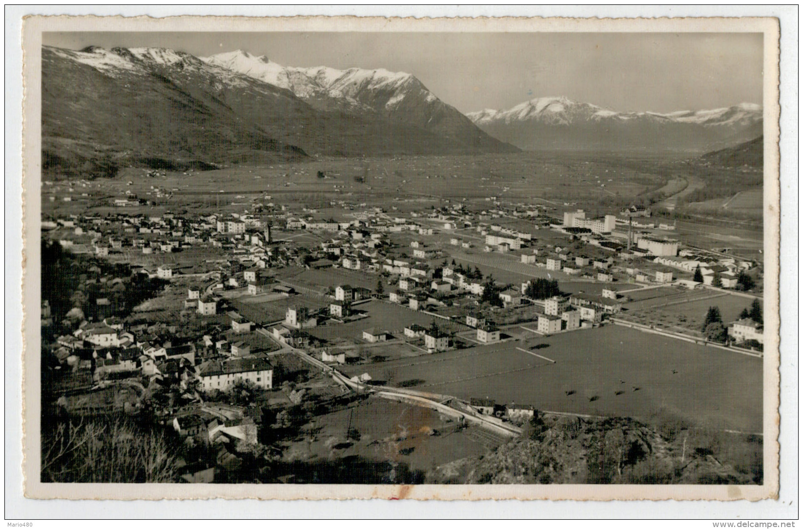 C.P.  PICCOLA    PANORAMA  DI  GIUBIASCO  E  PIANO  MAGADINO     2 SCAN  (VIAGGIATA) - Giubiasco