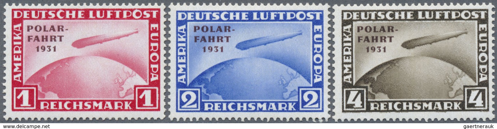 * Deutsches Reich - Weimar: 1931, Polarfahrt 1 M Bis 4 M, Tadelloser Erstfalz, (Mi€900,-). - Ungebraucht