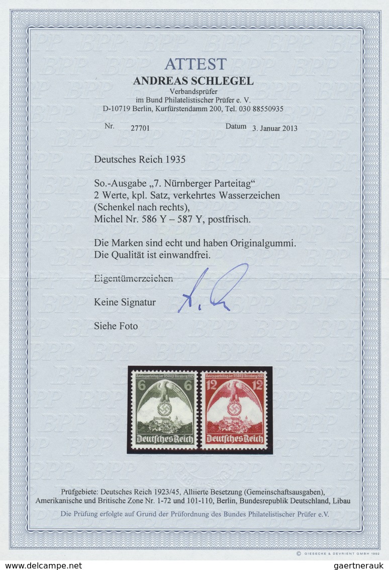 ** Deutsches Reich - 3. Reich: 1935, Nürnberger Parteitag, Komplette Ausgabe Mit Verkehrtem Wz. Y (Sche - Nuovi