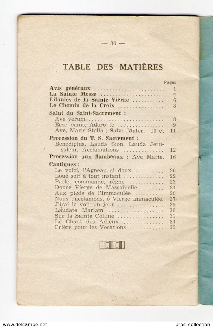 Petit Manuel Des Pèlerins Du Bourbonnais à Notre-Dame De Lourdes, 1947 - Bourbonnais