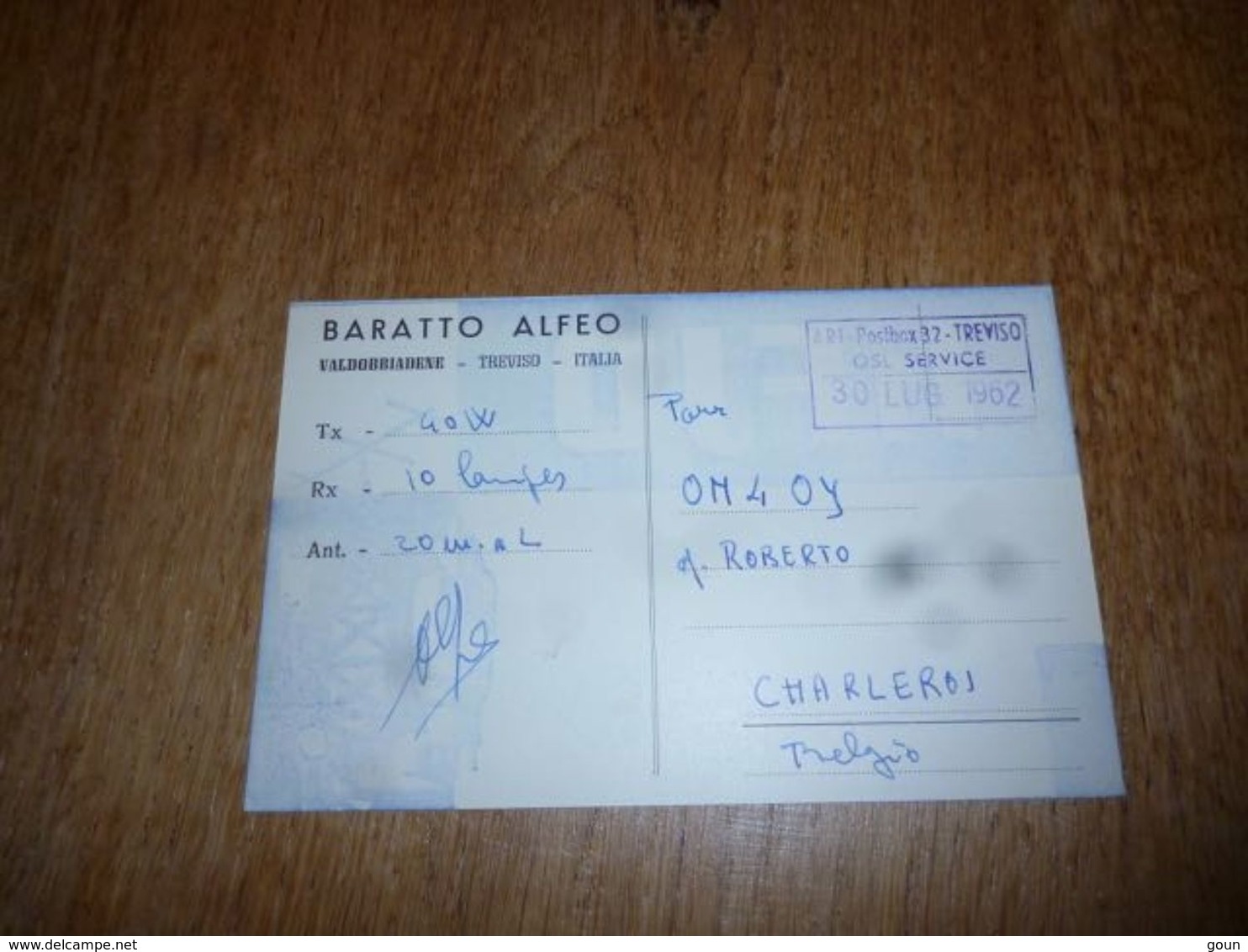 BC10-2-0-2 Carte Radio Amateur Italia Treviso Alfeo Baratto - Other & Unclassified