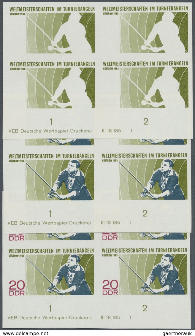 ** DDR: 1968, Weltmeisterschaften Im Turnierangeln In Güstrow 20 Pf. 'Angler' In 3 Verschiedenen Ungezä - Sonstige & Ohne Zuordnung