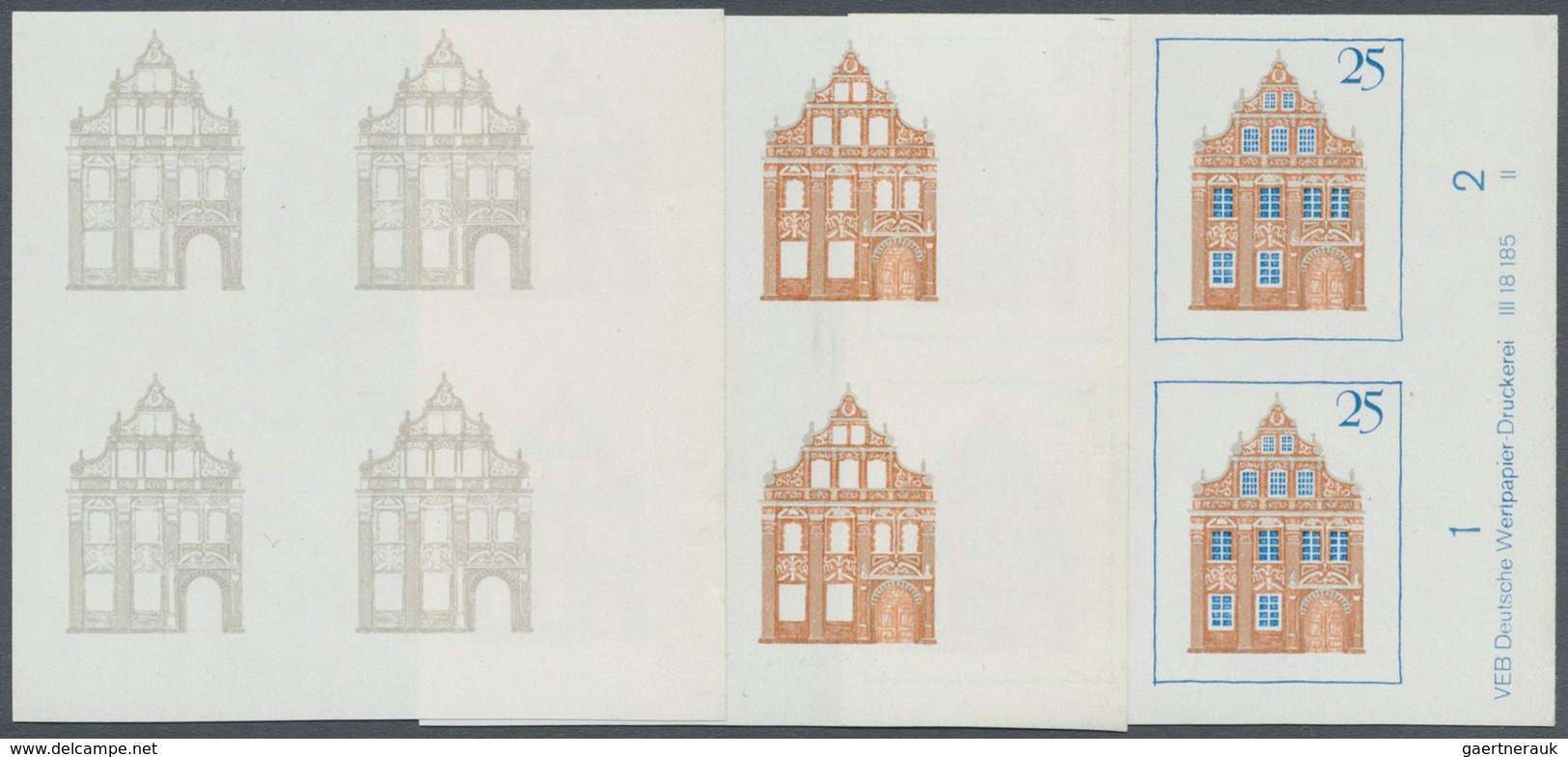 ** DDR: 1969, Bedeutende Bauwerke 25 Pf. 'Bürgerhaus Luckau' In 5 Verschiedenen Ungezähnten PHASENDRUCK - Sonstige & Ohne Zuordnung