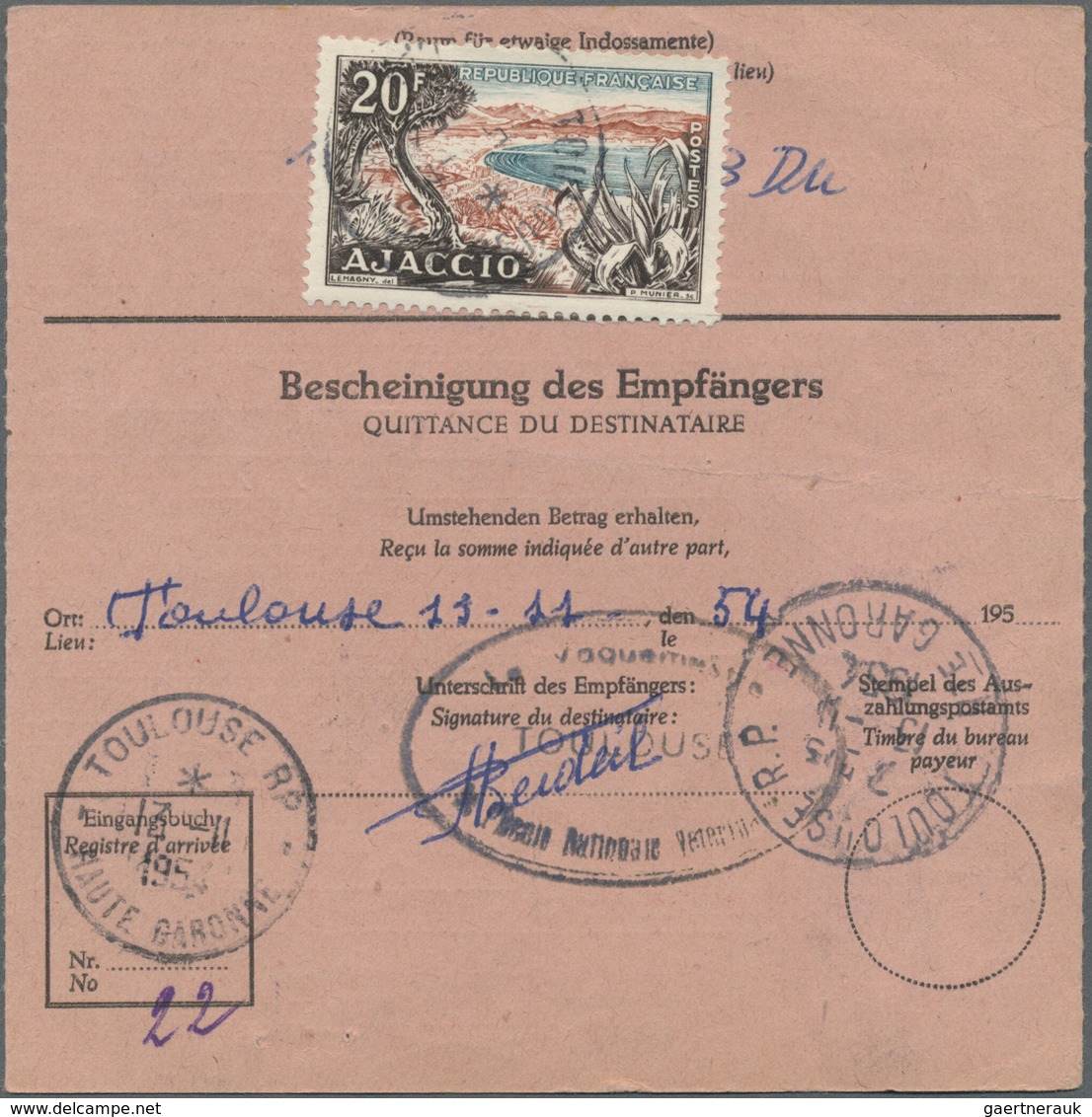 Br Bundesrepublik Deutschland: 1954, 50 Pf Heuss, Drei Versch. Frankaturen Auf Auslandspostanweisungen, - Sonstige & Ohne Zuordnung