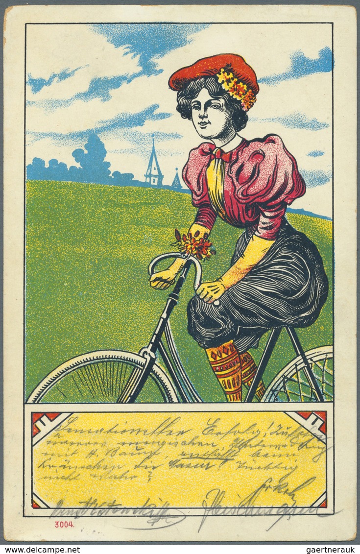 Ansichtskarten: Motive / Thematics: RADFAHRER, Eine Vielseitige Partie Ab 1898 Bis Ca. 1905 Mit 41 V - Sonstige & Ohne Zuordnung