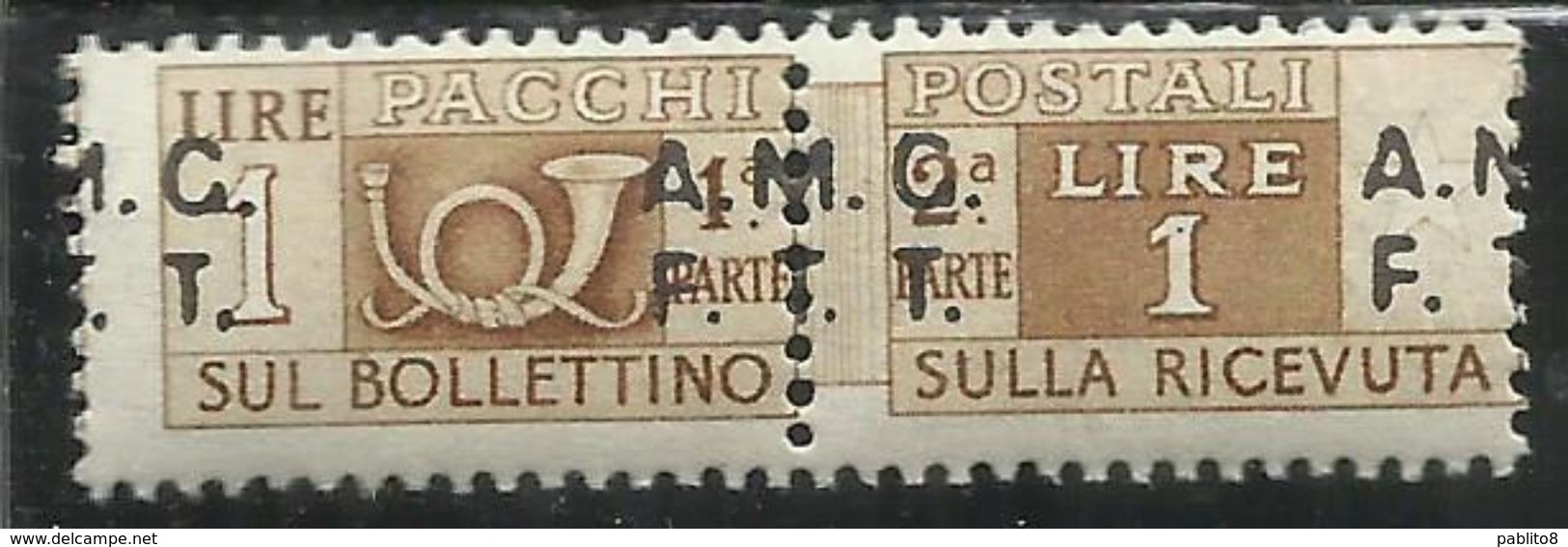 TRIESTE A 1947 1948 AMG-FTT SOPRASTAMPATO D'ITALIA ITALY OVERPRINTED PACCHI POSTALI LIRE 1 MNH VARIETY VARIETA' - Colis Postaux/concession