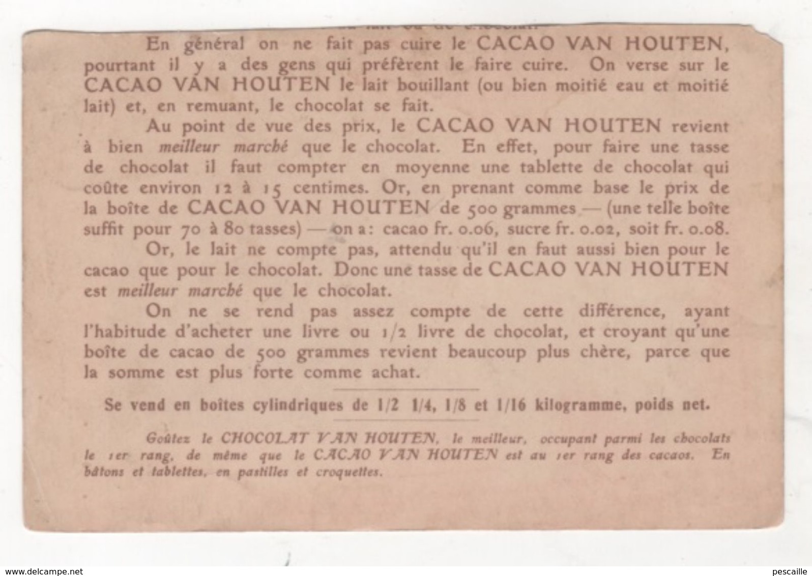 IMAGE ANCIENNE CACAO VAN HOUTEN - LA CHAISE VIDE D'APRES LE TABLEAU DE DAVID BLES / AMSTERDAM - Van Houten