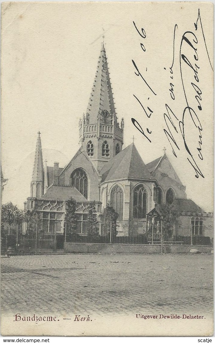 Handzaeme.   -   Kerk. -  (klein Kreukje)  1906   Naar   Poperinghe - Kortemark