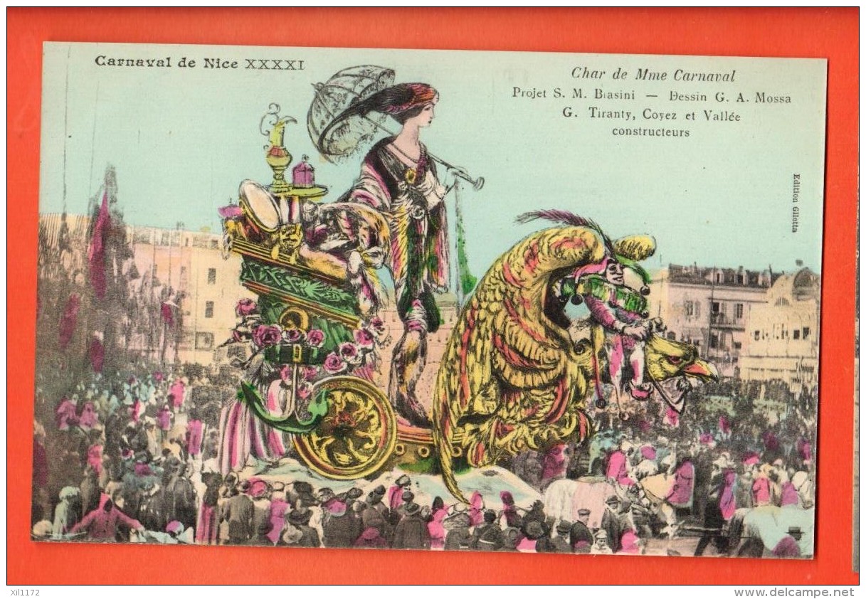 GBD-09  Carnaval De Nice XXXXI Char De Mme Carnaval. Litho . Dessin Mossa. Editeur Giletta Non Circulé - Karneval - Fasching