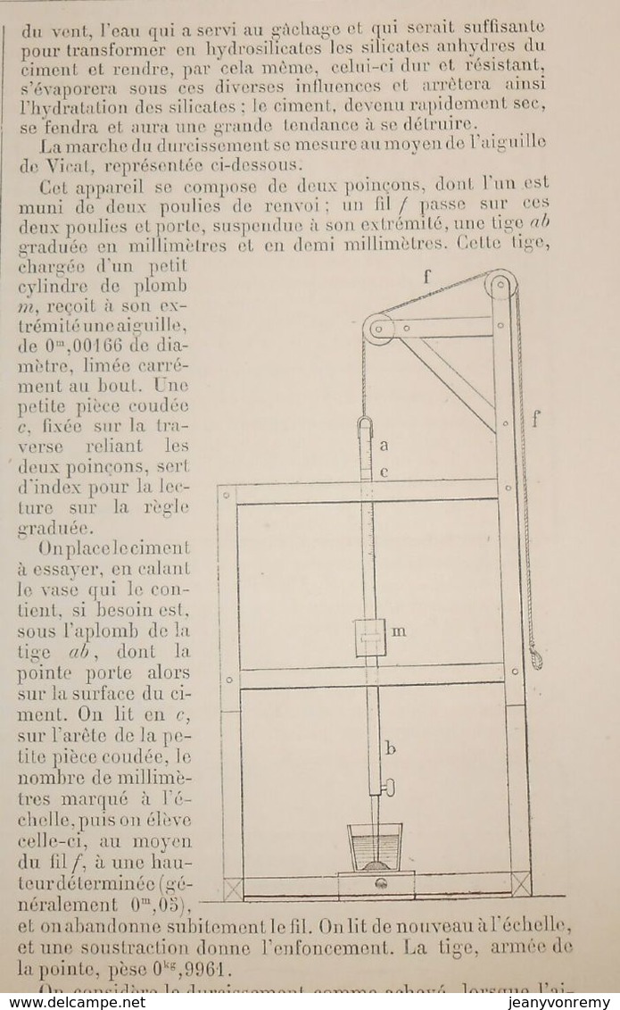 Plan Des Qualités Du Ciment De Portland. 1881. - Arbeitsbeschaffung