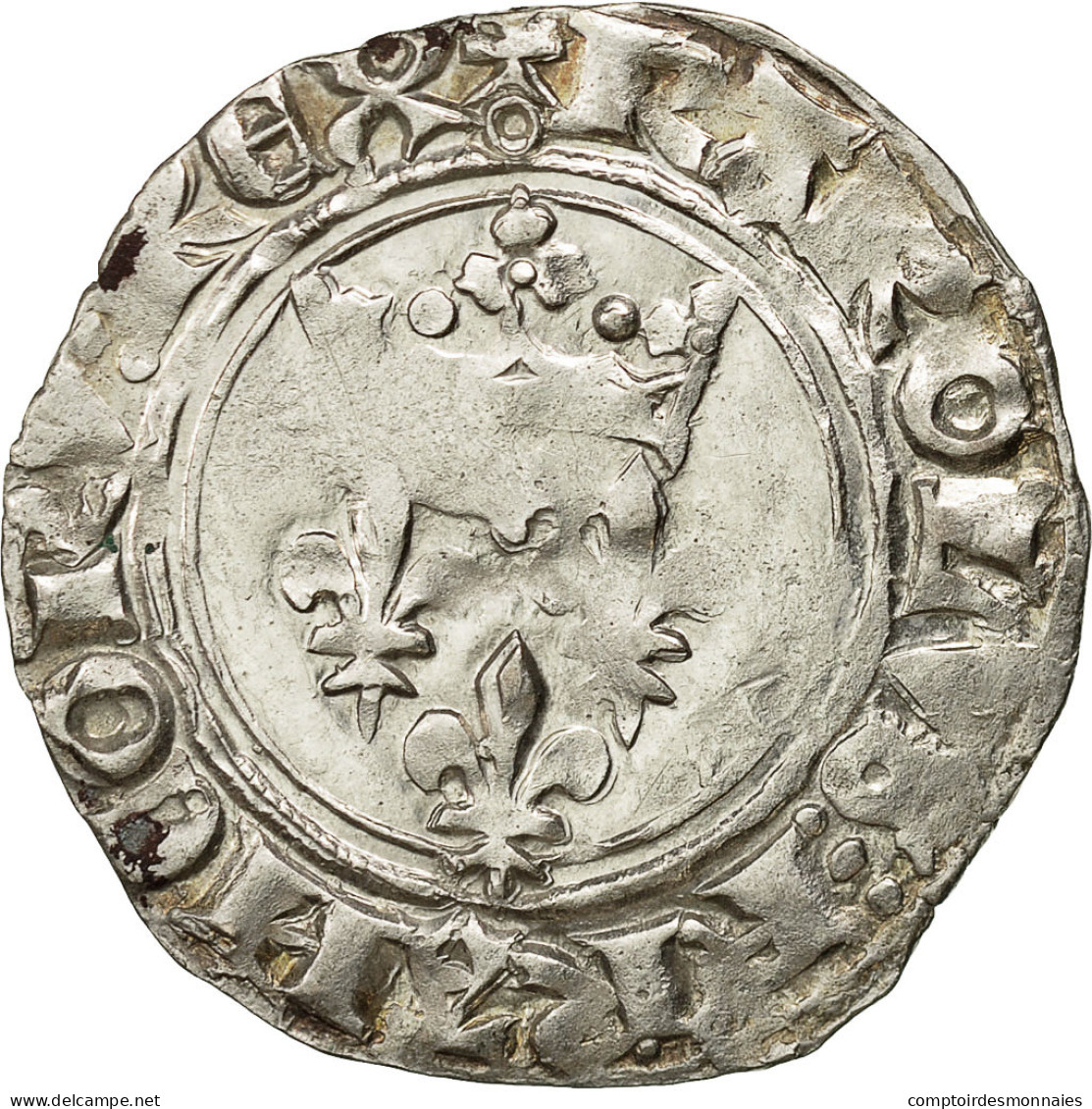 Monnaie, France, Charles VI, Florette, 1417, Paris, TTB+, Billon, Duplessy:387A - 1380-1422 Charles VI Le Fol