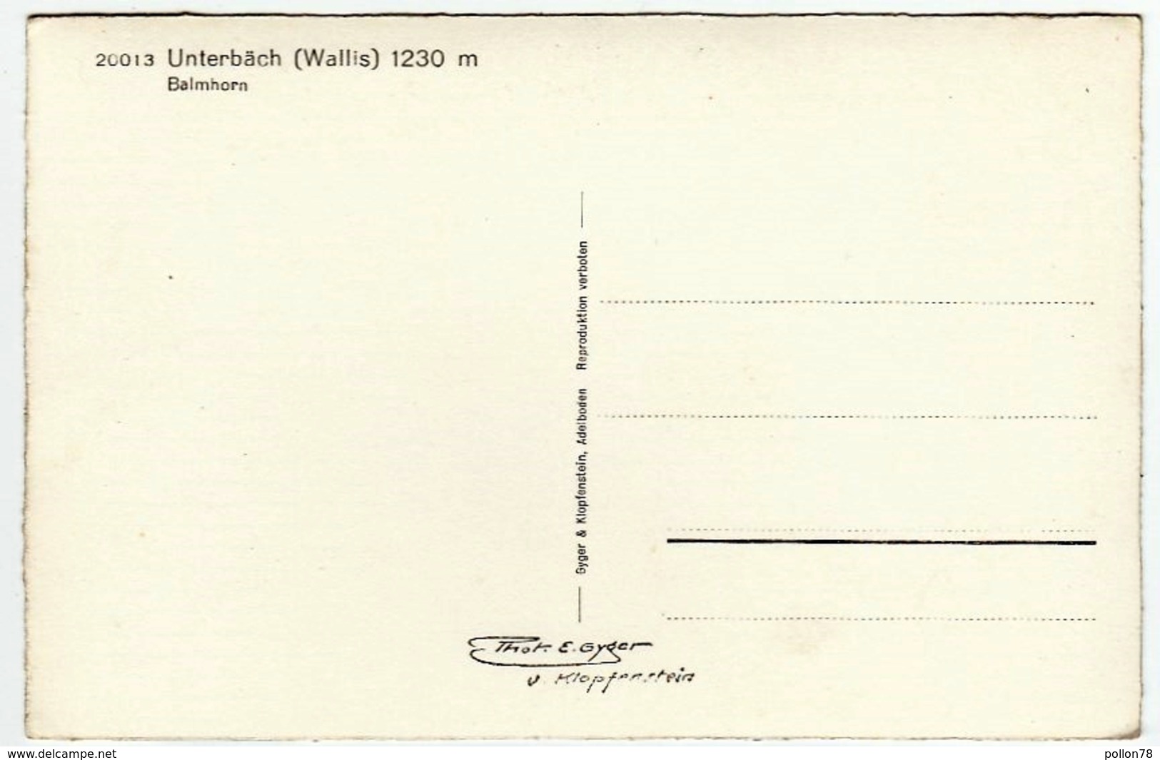 Unterbäch - UNTERBACH - WALLIS - BALMHORN - VALAIS - Formato Piccolo - Unterbäch