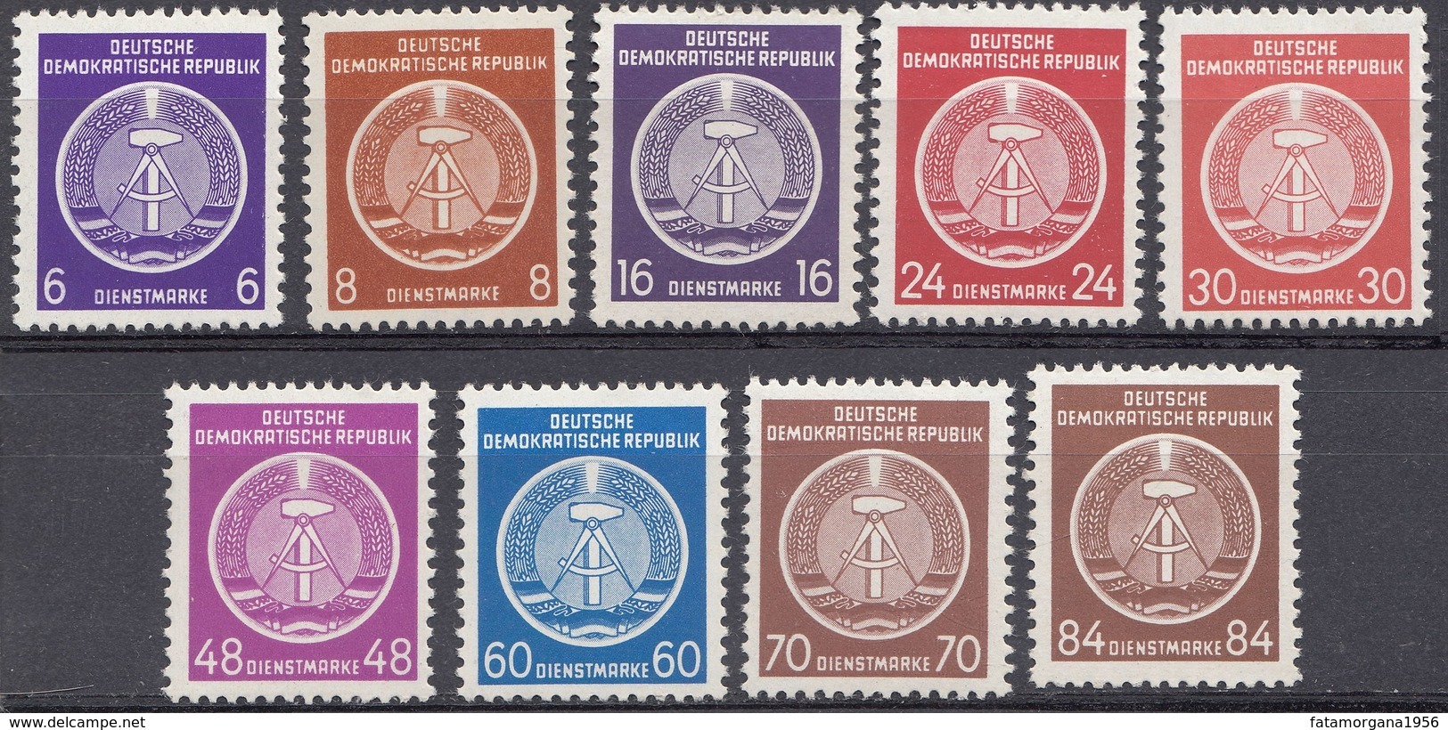 GERMANIA DDR - 1954 - Lotto 9 Valori Nuovi MNH - Servizio Yvert: 2, 3, 7, 9, 11, 13, 15, 16 E 17. - Mint