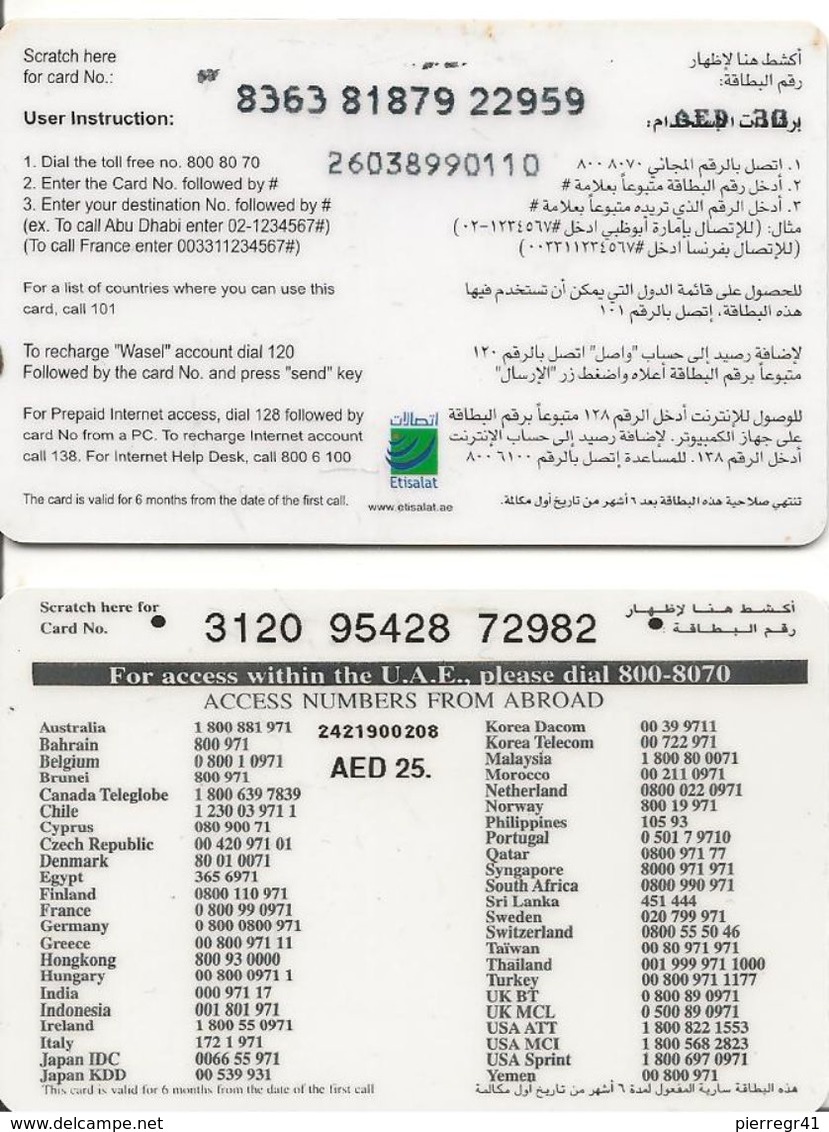 2-CARTE-PREPAYEE-30DHS-EMIRATS-DIVERSES-TBE - Emirati Arabi Uniti